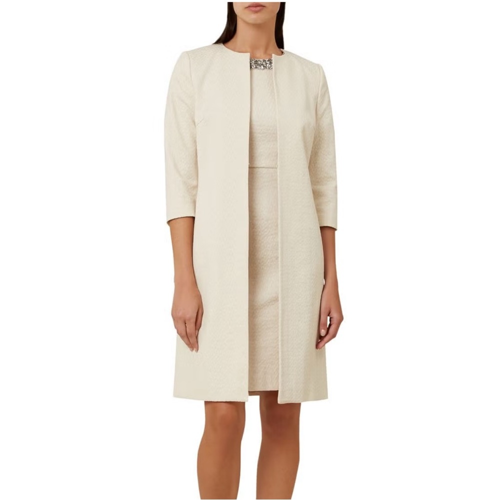 HOBBS LONDON Sophie‎ Coat Oyster Jacquard Jacket Long 8